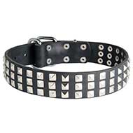 Silver Pyramid Studded Leather Dog Collar for Pitbull Walking Silver Pyramid Studded Leather Dog Collar for Pitbull Walking
