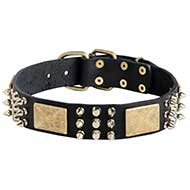 Gorgeous War Dog Leather Dog Collar with Mix of Decorations Gorgeous War Dog Leather Dog Collar with Mix of Decorations