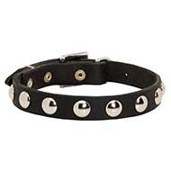 Nice Leather Dog Collar Decorated with Half Ball Studs for Walking