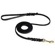 3/8' inch Wide Leather Pitbull Leash with Braided Decorations 3/8' inch Wide Leather Pitbull Leash with Braided Decorations