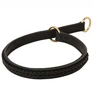 Braided Leather Choke Dog Collar-Fashion Collar for Pitbull