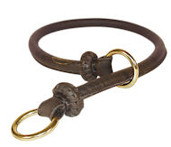Round Leather Choke Collar/Silent Collar 1/2'' wide for Pitbull