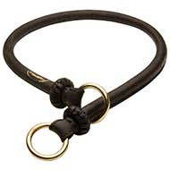 Round Leather Slip Collar - Rolled Choke Collar for Pitbull