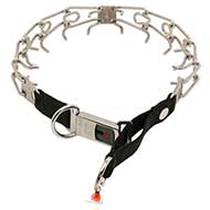 New HS Stainless Pinch Prong Collar with Click lock Buckle and Nylon Loop 1/8 inch (3.2 mm)