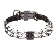 Black Stainless Steel Pinch Collar with Click Lock Buckle - 1/11 inch (2.25 mm) prong diameter Black Stainless Steel Pinch Collar with Click Lock Buckle - 1/11 inch (2.25 mm) prong diameter