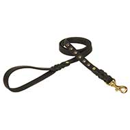 Studded Leather Pitbull Leash for Walking and Tracking