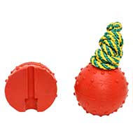 Dotted Rubber Water Ball on Nylon Rope - Medium 2 1/3 inch (6 cm) Dotted Rubber Water Ball on Nylon Rope - Medium 2 1/3 inch (6 cm)