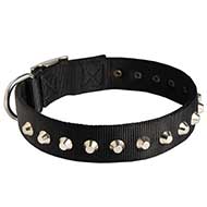 Gorgeous Wide Nylon Dog Collar with Nickel-plated Pyramids