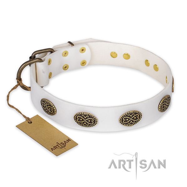 Awesome genuine leather dog collar with corrosion resistant fittings