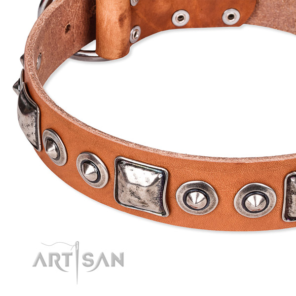 Best quality natural genuine leather dog collar made for your stylish doggie
