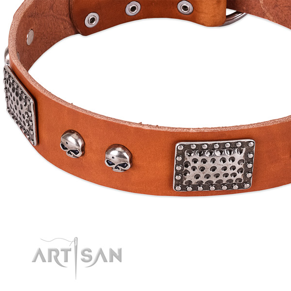 Rust-proof hardware on genuine leather dog collar for your pet