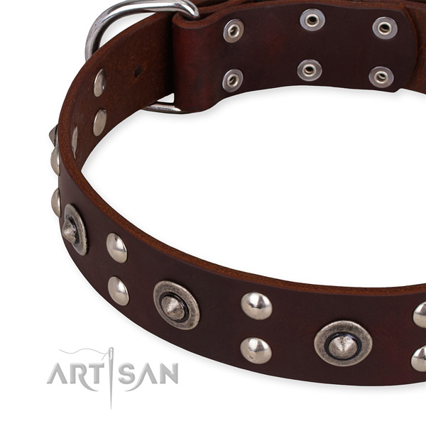 Genuine leather collar with rust resistant buckle for your lovely doggie