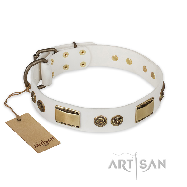 Exquisite natural genuine leather dog collar for everyday walking