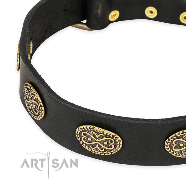 Amazing full grain natural leather collar for your stylish doggie
