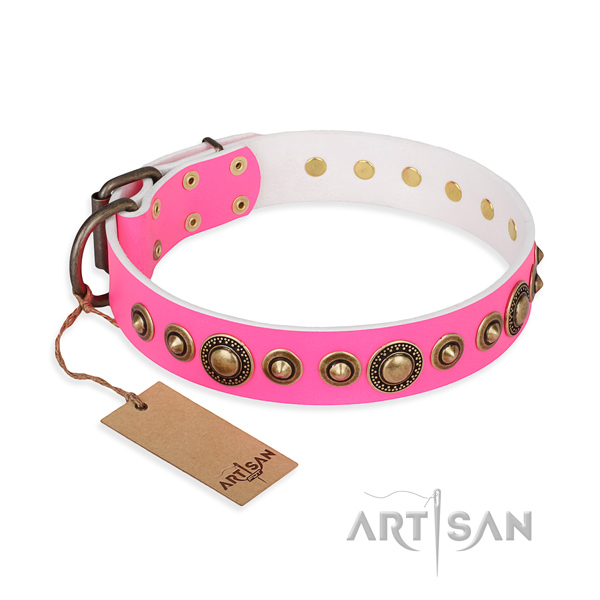 Soft full grain leather collar crafted for your doggie