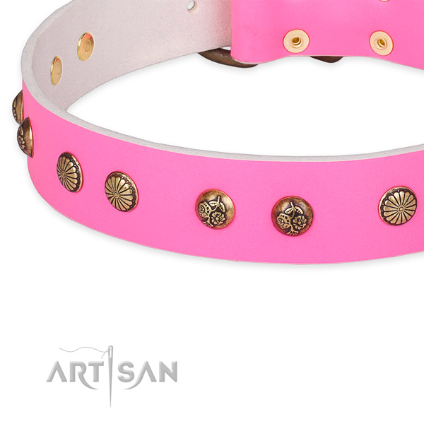 Easy adjustable full grain genuine leather collar for your beautiful four-legged friend