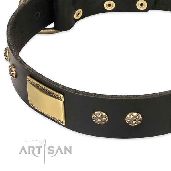 Durable buckle on full grain leather dog collar for your doggie