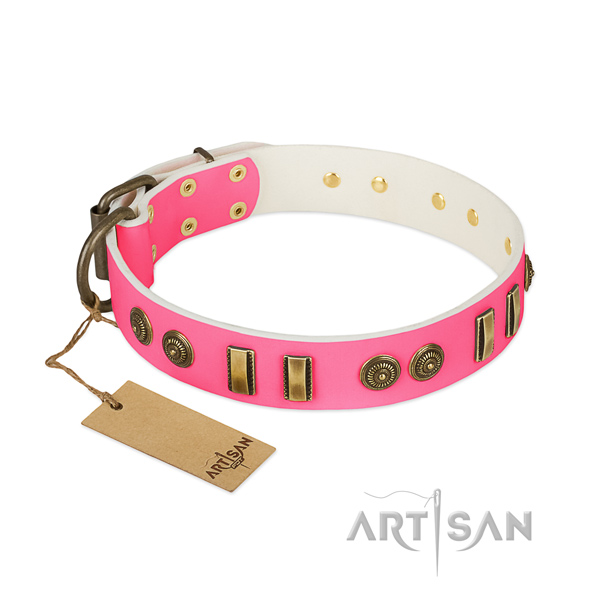 Inimitable full grain natural leather collar for your canine
