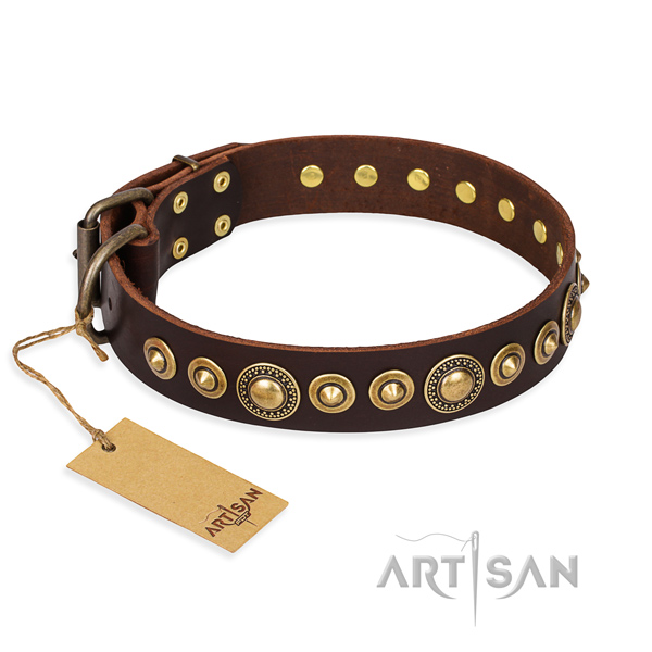 Flexible full grain leather collar crafted for your four-legged friend