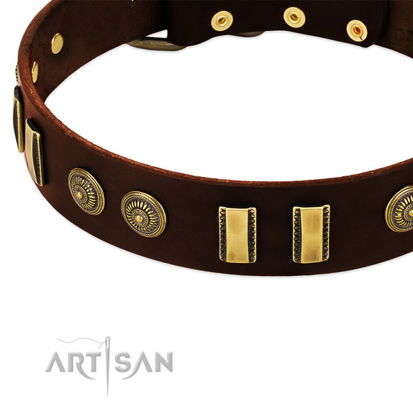 Reliable decorations on leather dog collar for your doggie