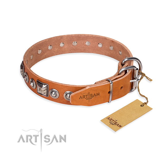 High quality leather dog collar created for easy wearing