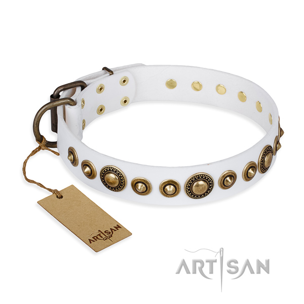 Top notch genuine leather collar handcrafted for your pet