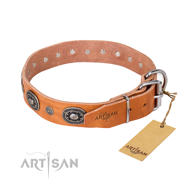 Top notch leather dog collar made for comfy wearing