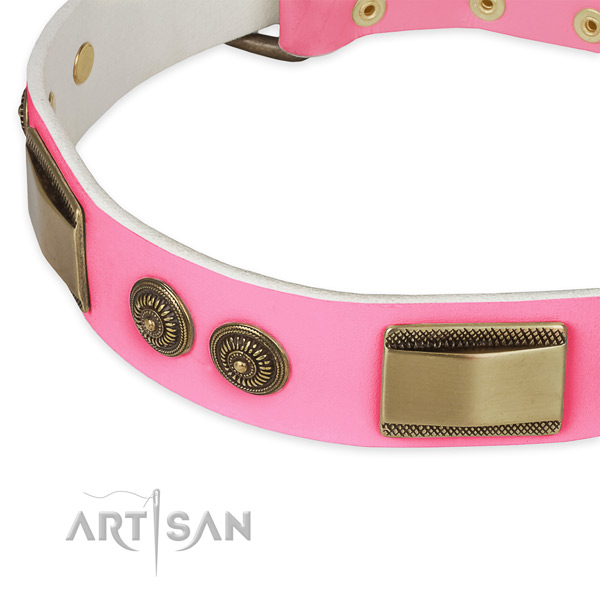 Genuine leather dog collar with studs for handy use