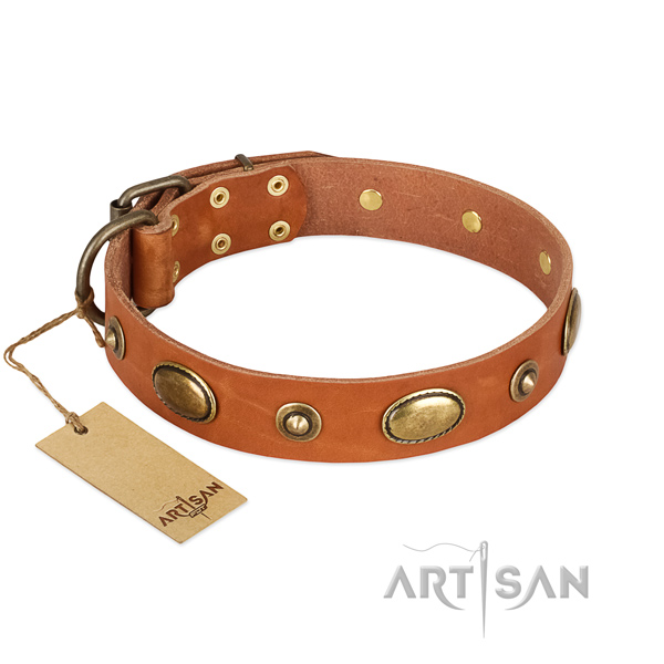 Comfortable genuine leather collar for your canine