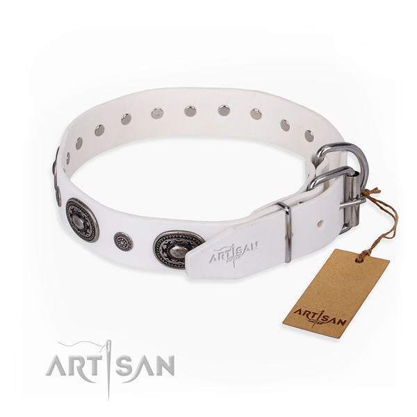 Top notch natural genuine leather dog collar created for everyday use