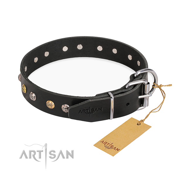 High quality full grain genuine leather dog collar made for comfortable wearing