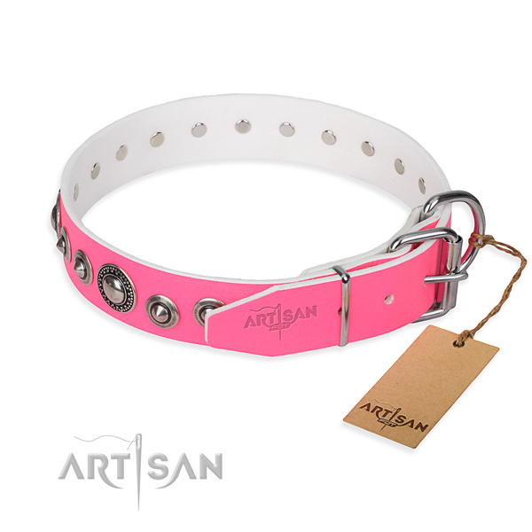 Leather dog collar made of best quality material with corrosion resistant embellishments