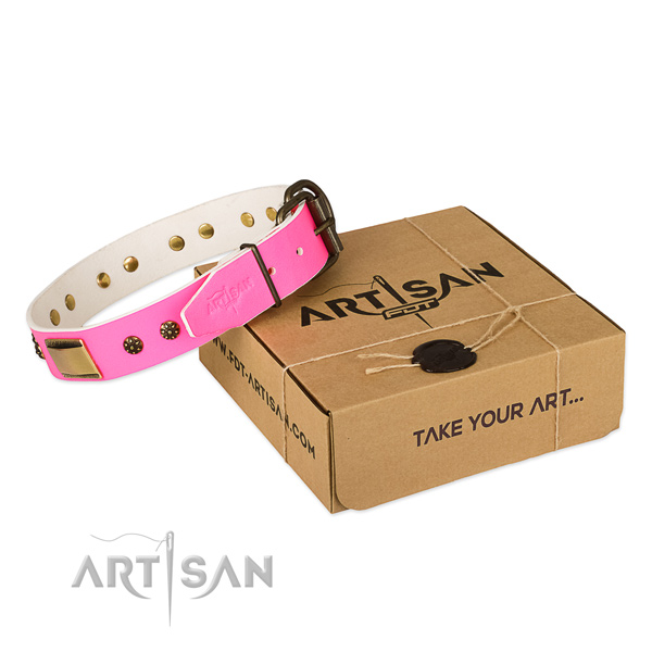 Easy wearing leather collar for your impressive dog