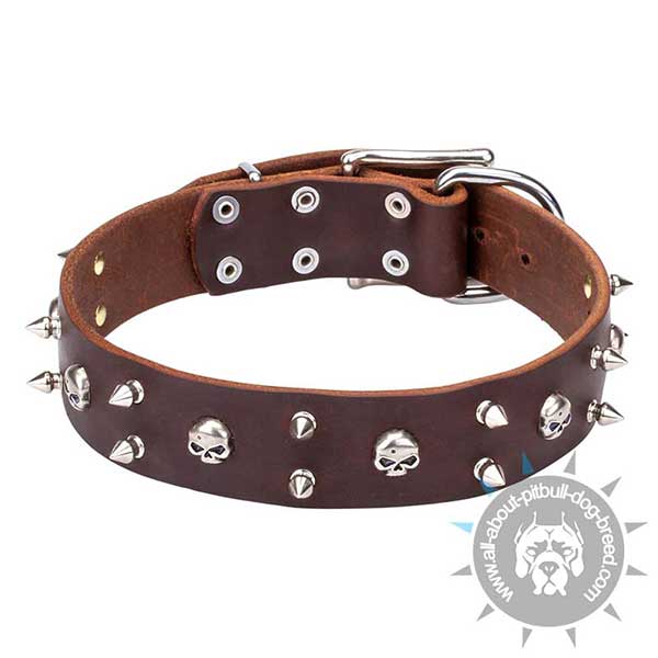 Posh Leather Collar with Eye-catching  Decorations