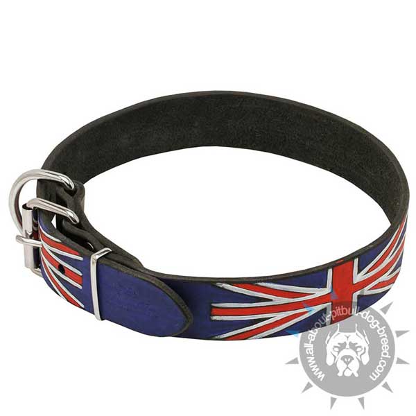 Leather Collar Decorated with British Flag Painting