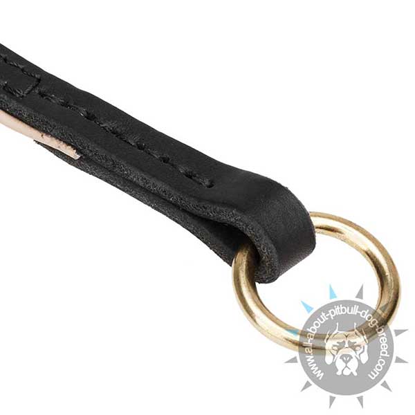 Leather Pitbull Choke Collar with Stitched Rust-free O-ring