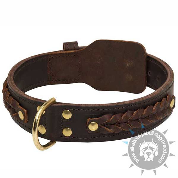 Braided leather Pitbull collar