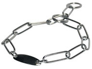 Steel Chromium Plated Pitbull Fur Saver Collar with Name Plate - 1/9 inch (3mm) Steel Chromium Plated Pitbull Fur Saver Collar with Name Plate - 1/9 inch (3mm)