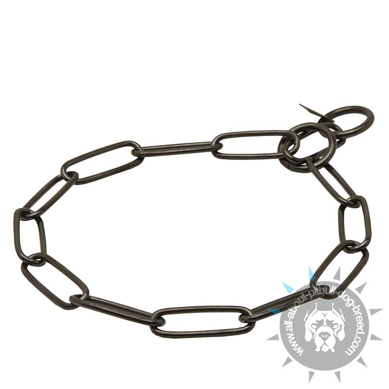 HS Black Stainless Steel Choke Collar - Pitbull Fur Saver 1/9 inch (3 mm)