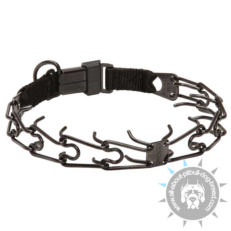 HS Black Pinch Prong Collar with Click Lock System - 1/8 inch (3.2 mm)