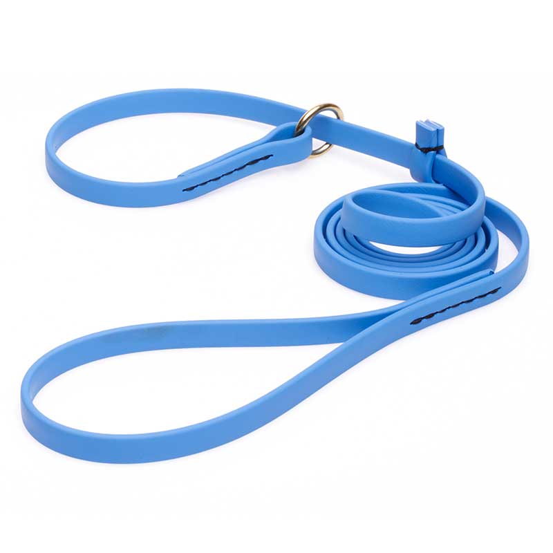 Solid Blue Biothane Pitbull Leash and Collar Combo