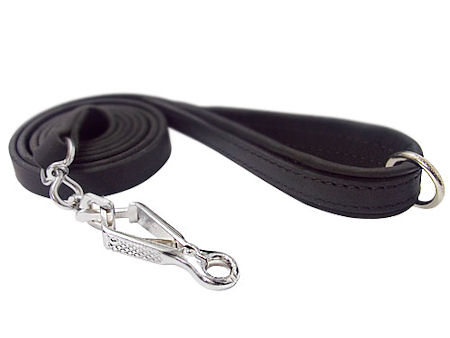 Top Quality Flat Leather Leash with Quick Release HS Snap Hook
