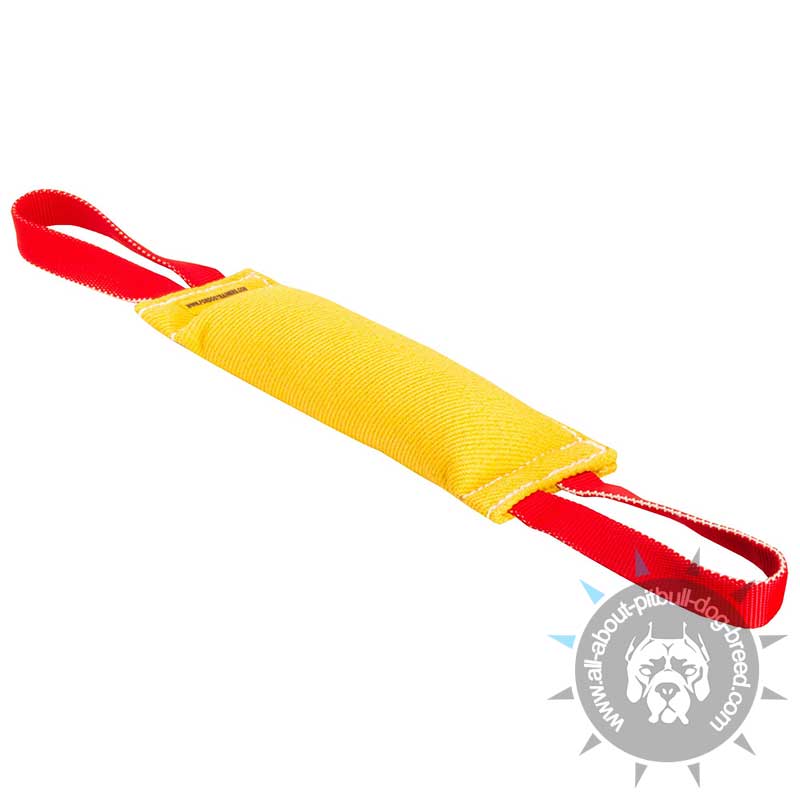 French Linen Pitbull Bite Tug with 2 Handles