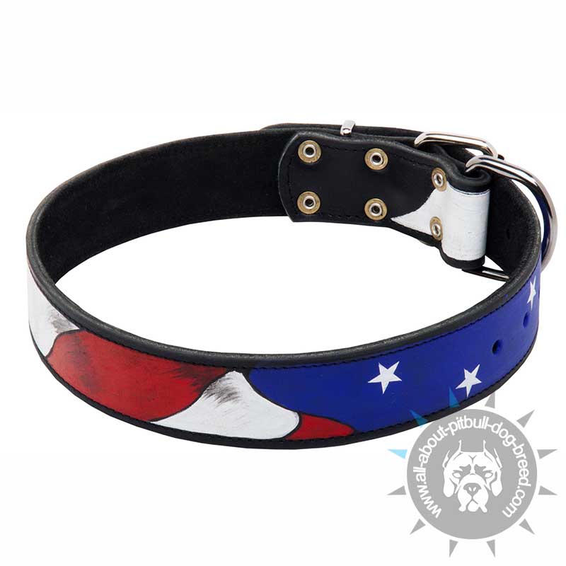 "American Pride" Painted Leather Pitbull Collar