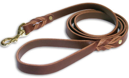 Braided Latigo Leather Lead for Pitbull