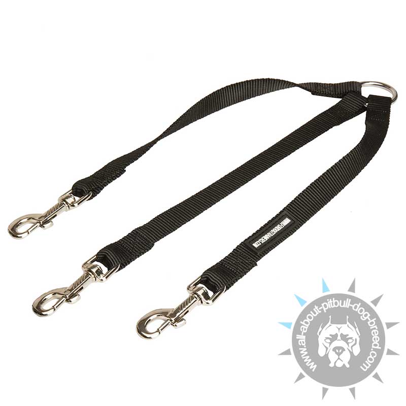 Triple Nylon Dog Coupler for Walking 3 Pitbulls - Click Image to Close