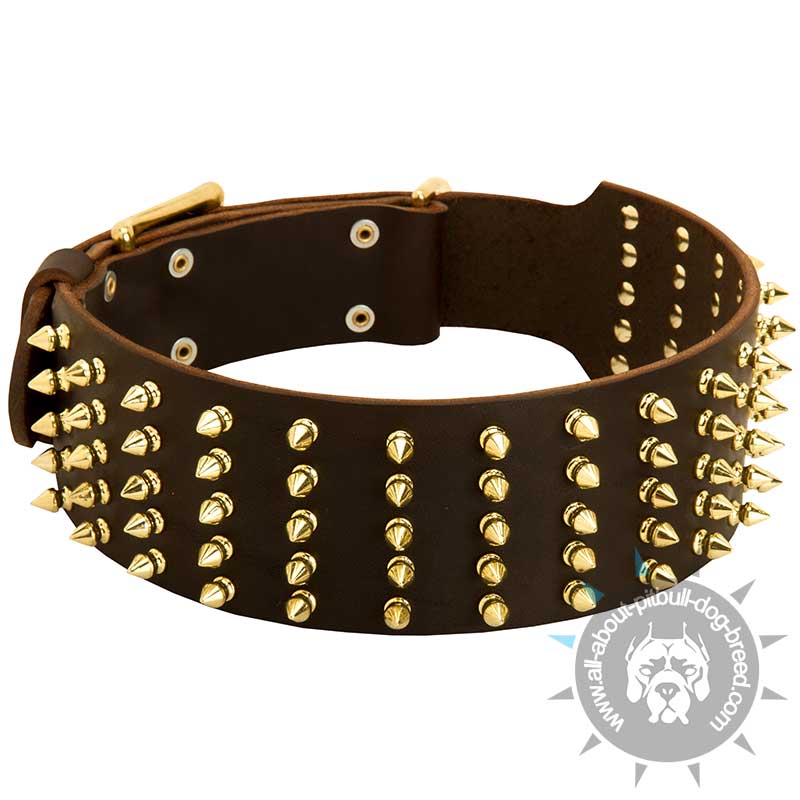 Spiked Leather Dog Collar-High Quality Leather Dog Collar 70 mm wide