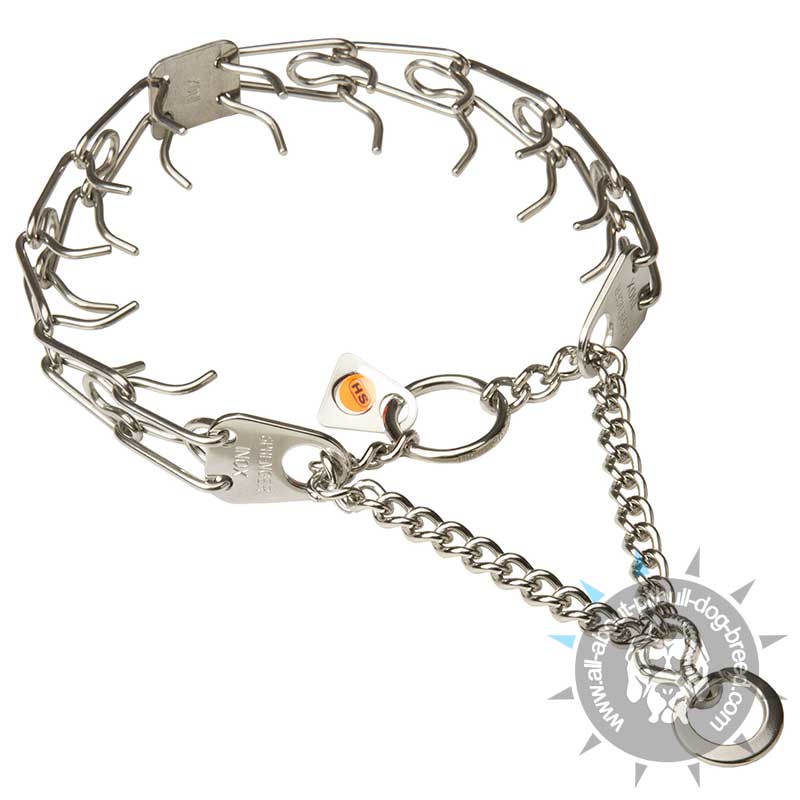 Stainless Steel Pitbull Pinch Prong Collar with Swivel - 1/11 inch (2.25 mm)