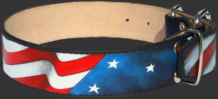 USA Leather Dog Collar for Pitbull - Handmade American Pride