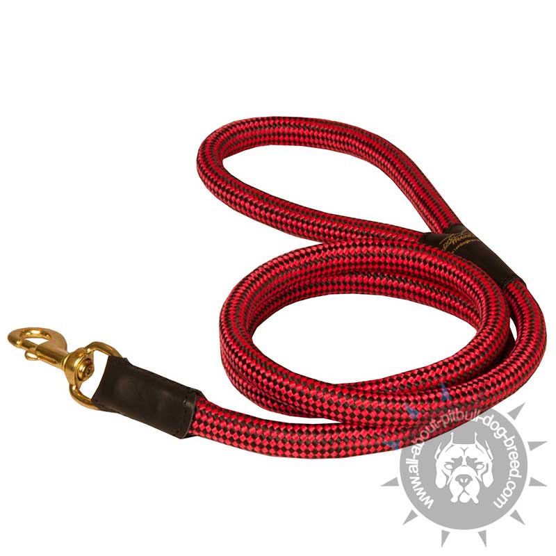 Round Nylon Leash With Brass Snap Hook for Pitbull